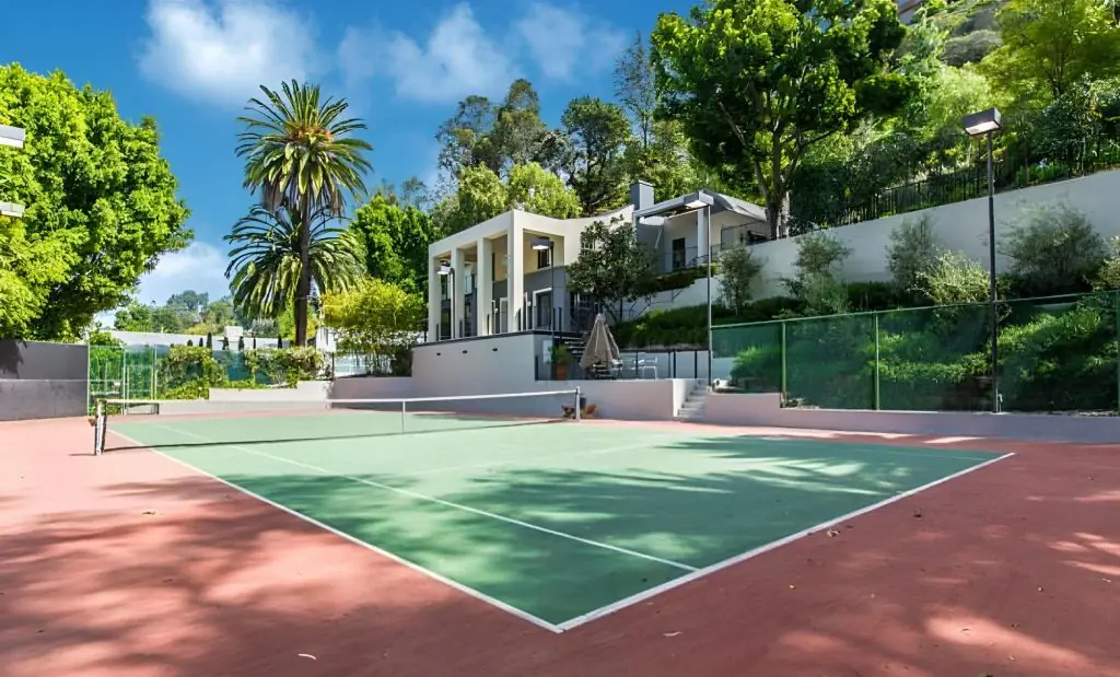 private tennis court and fitness recreation center for active recovery at safe haven luxury rehab in los angeles
